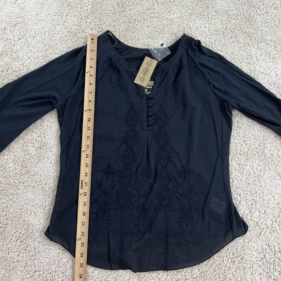 Nine West Jeans Womens Top Small Black Roll Tab Sleeve Tunic NWT - Picture 10 of 14